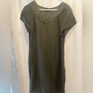 Medium Embroidered Olive Green Dress from Italy